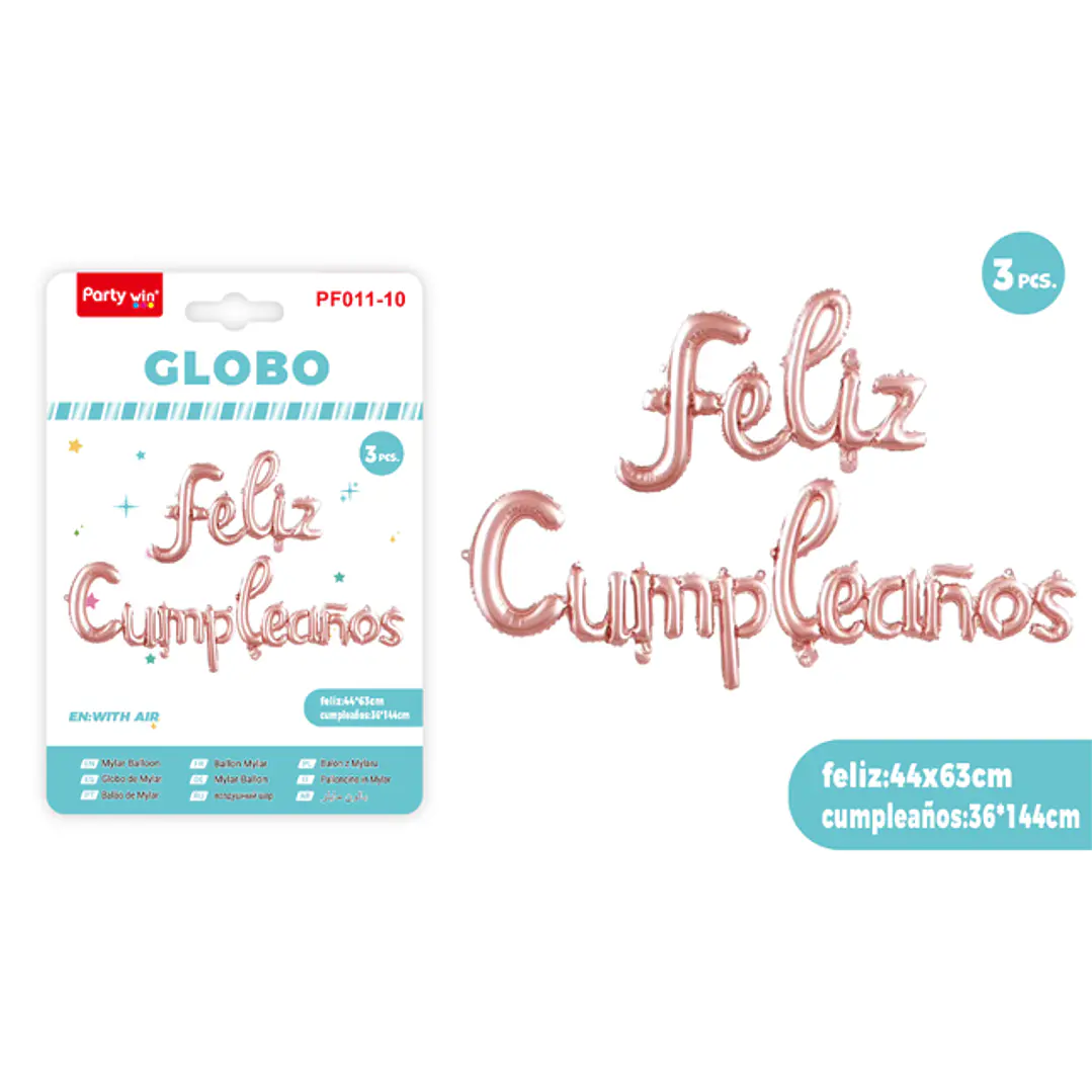Globos Metal Cumpleañosanos Rosadorado 3 Unidades 1