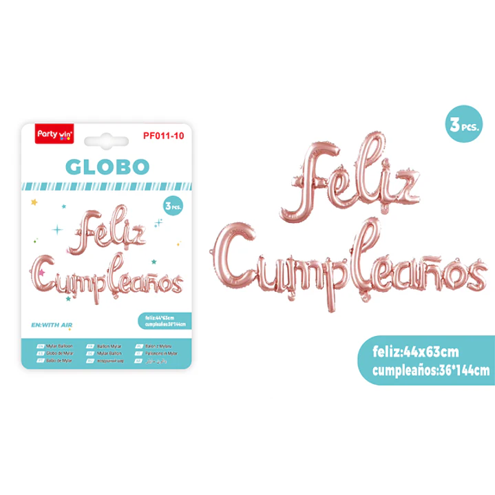 Globos Metal Cumpleañosanos Rosadorado 3 Unidades 1