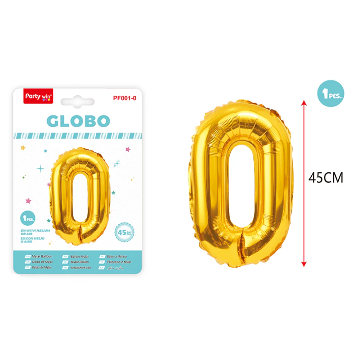 Globo Metal Dorado Num-0 45Cm 1