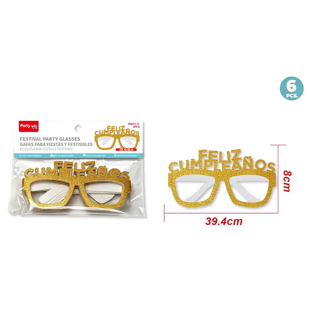 Lentes De Papel Cumpleaños 6 Unidades 1