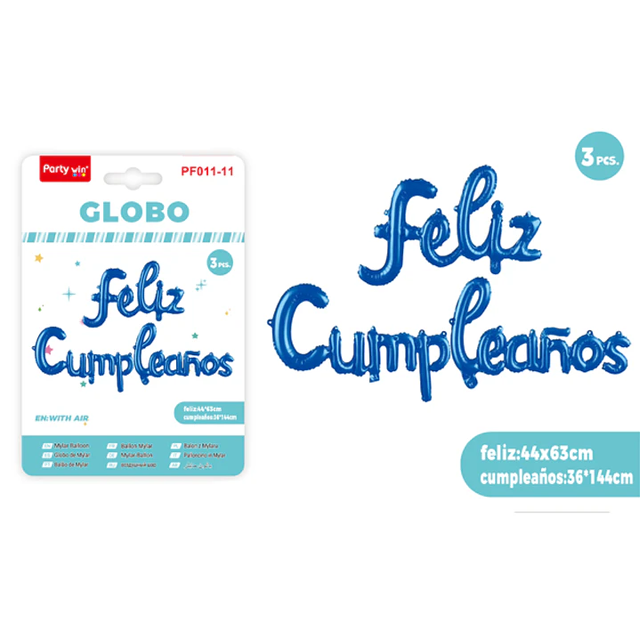 Globos Metal Cumpleañosanos Azul 3 Unidades 1
