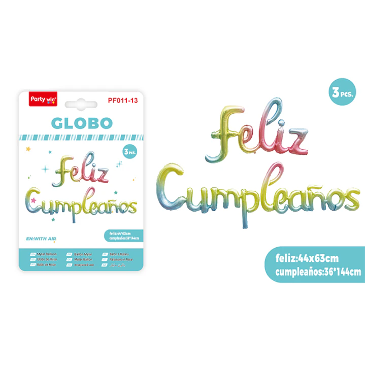 Globos Metal Cumpleaños Degradado 3 Unidades 1