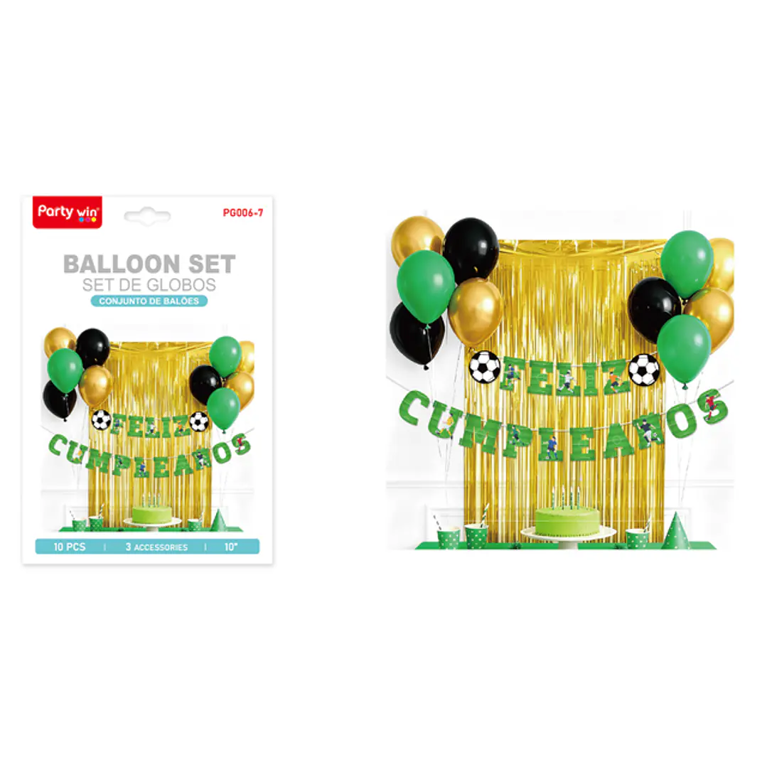 Set De Cortina Con Globos Cumpleaños Futbol 1