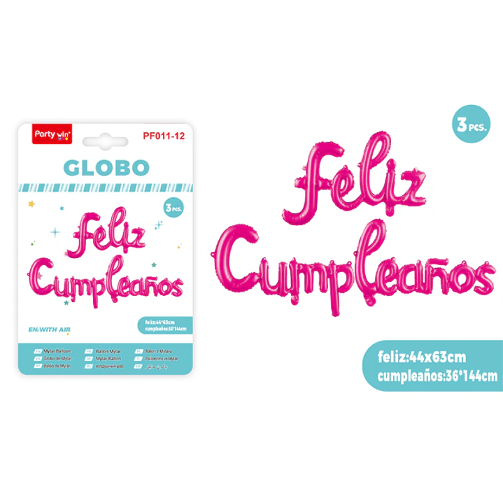 Globos Metal Cumpleañosanos Fucsia 3 Unidades 1
