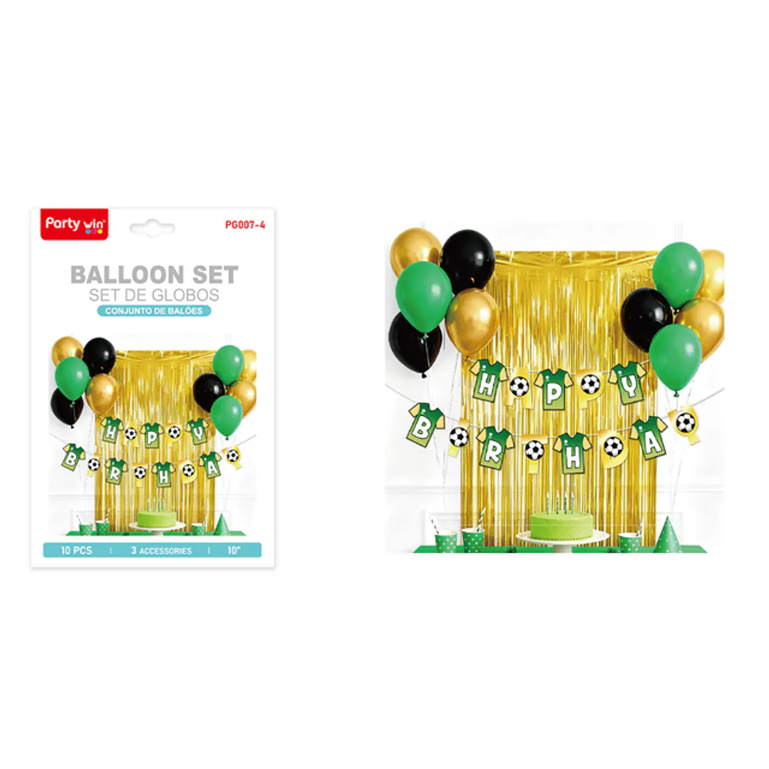 Set De Cortina Con Globos Cumpleaños Futbol 1