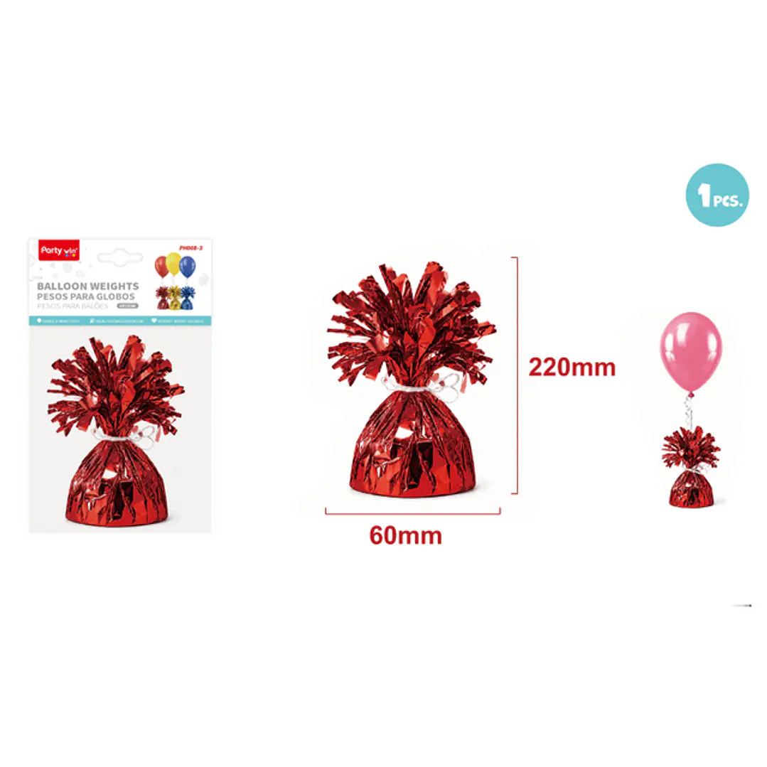 Soporte Pesos Para Globos Rojo 6X12Cm 1