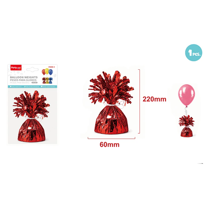 Soporte Pesos Para Globos Rojo 6X12Cm 1