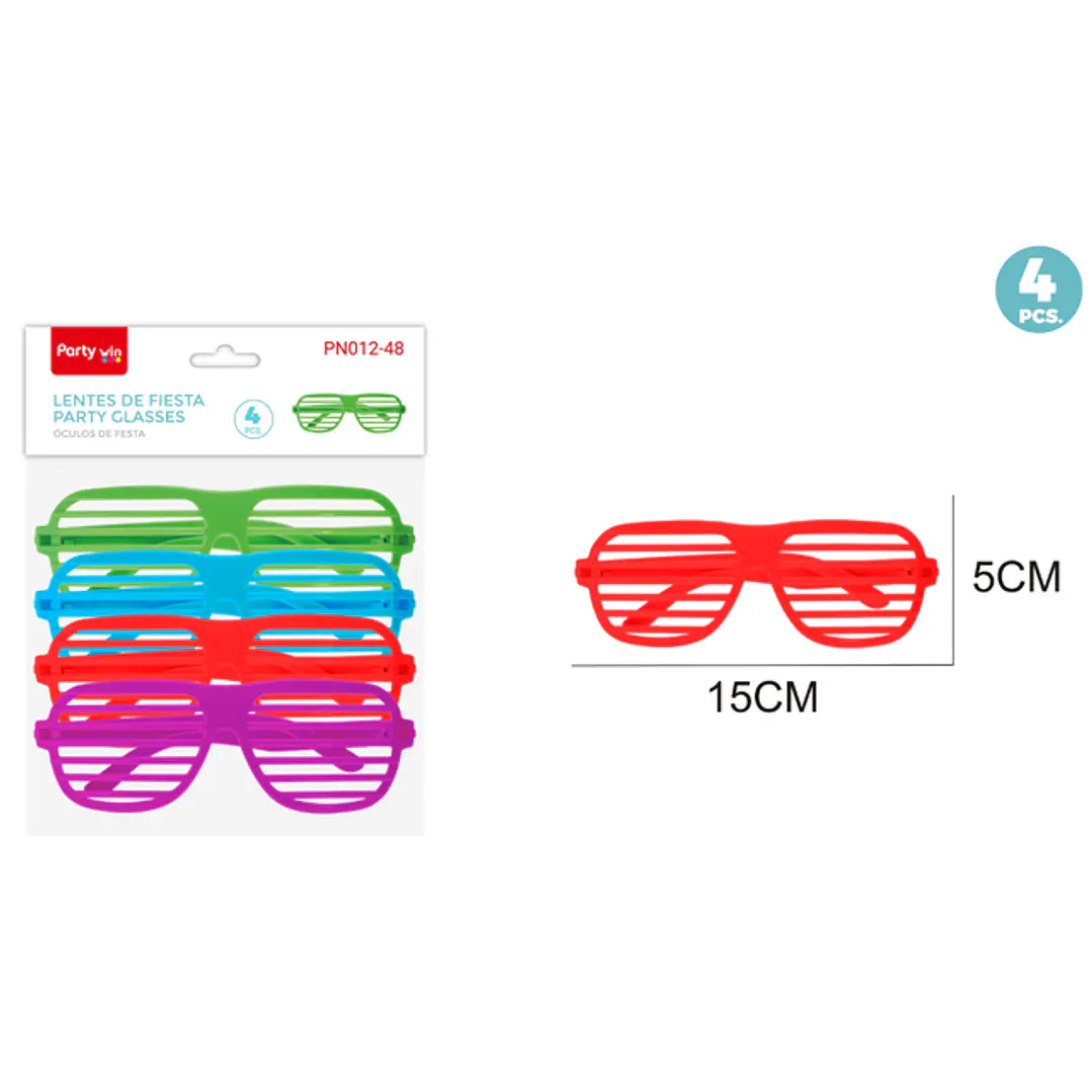 Lentes De Fiesta Flourescente 4 Unidades 1