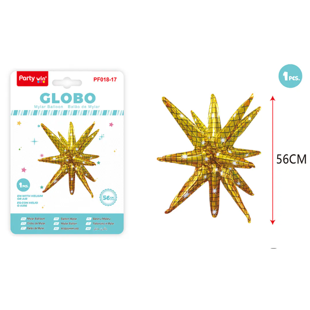 Globo Metal Estrella Explosiva Dorado 56Cm 1