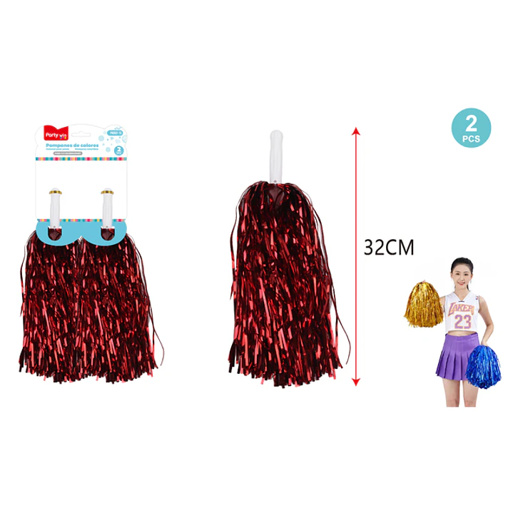 Ramo De Porristas Rojo 32Cm 2 Unidades 1