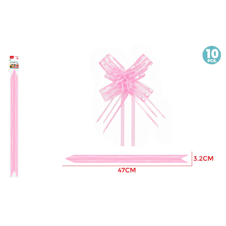 Cintas De Regalo Magica Organza Rosado 3.2Cm 10 Unidades 1