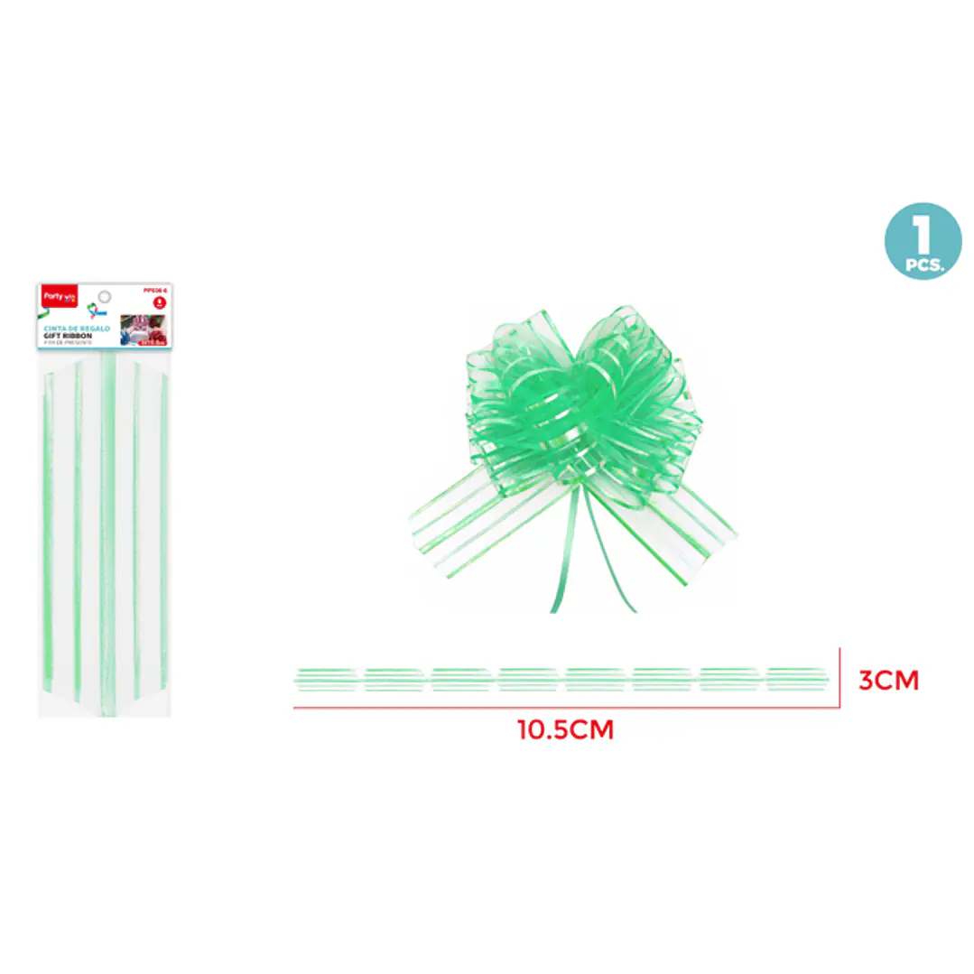 Cinta Magica Organza Grande Verde 3Cm 1