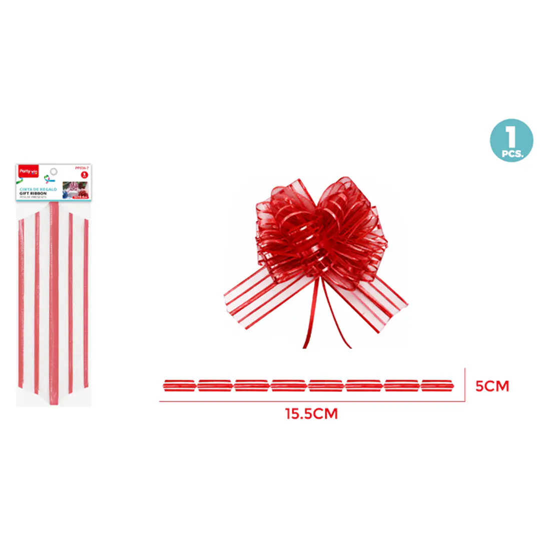 Cinta Magica Organza Grande Rojo 5Cm 1
