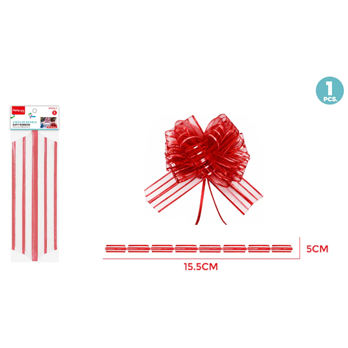 Cinta Magica Organza Grande Rojo 5Cm 1
