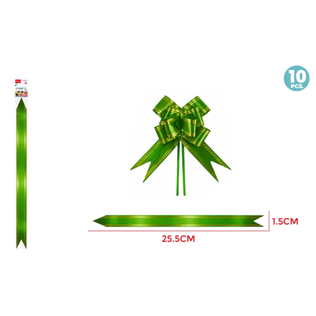 Cintas De Regalo Magica Verde 1.5Cm 10 Unidades 1