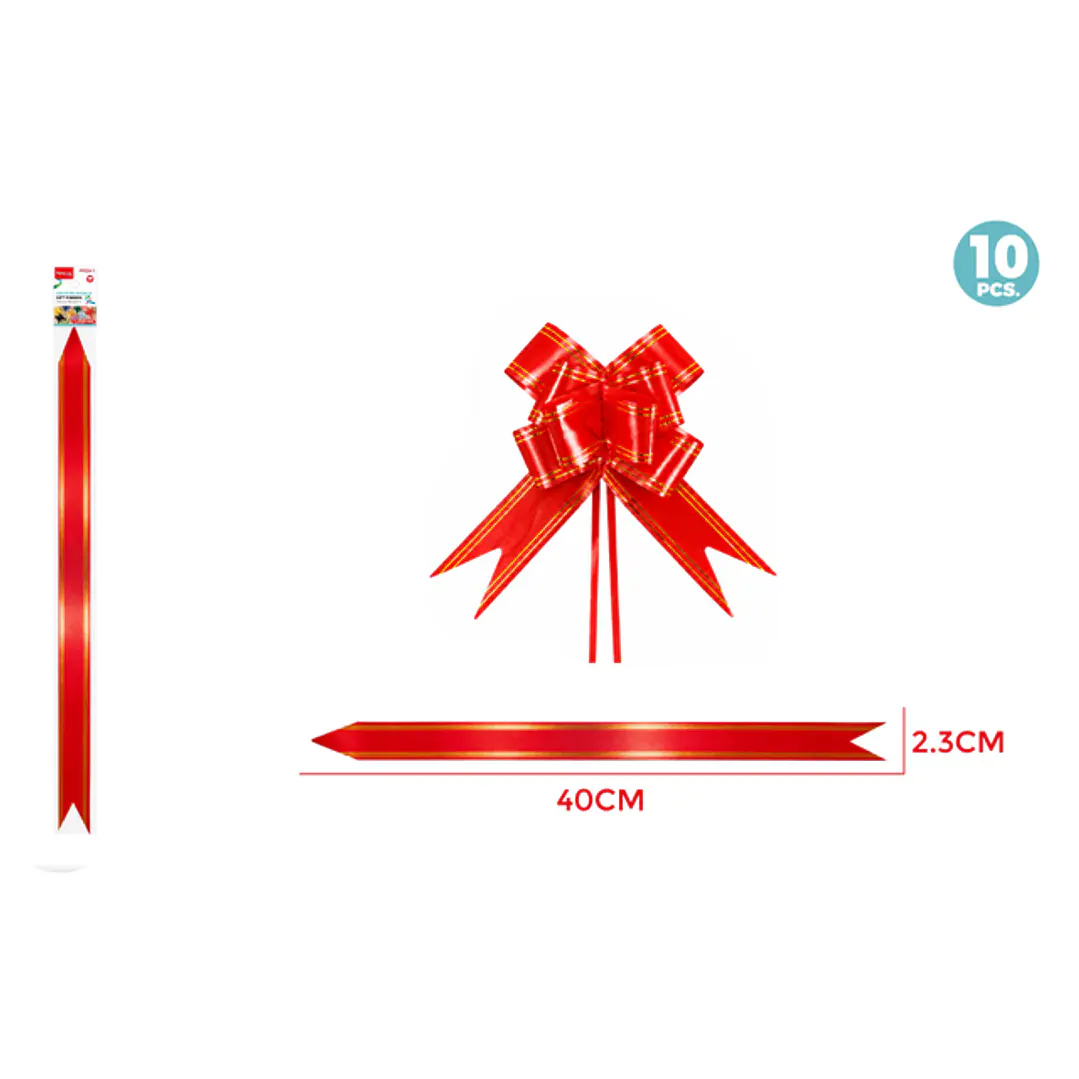 Cintas De Regalo Magica Rojo 2.3Cm 10 Unidades 1
