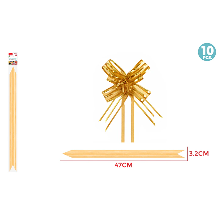 Cintas De Regalo Magica Organza Dorado 3.2Cm 10 Unidades 1