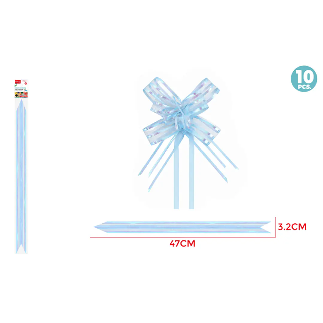 Cintas De Regalo Magica Organza Celeste 3.2Cm 10 Unidades 1