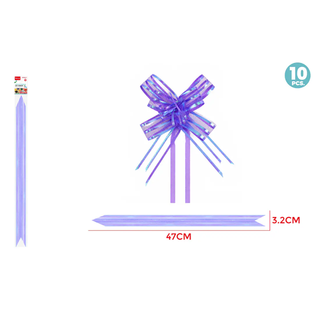 Cintas De Regalo Magica Organza Morado 3.2Cm 10 Unidades 1
