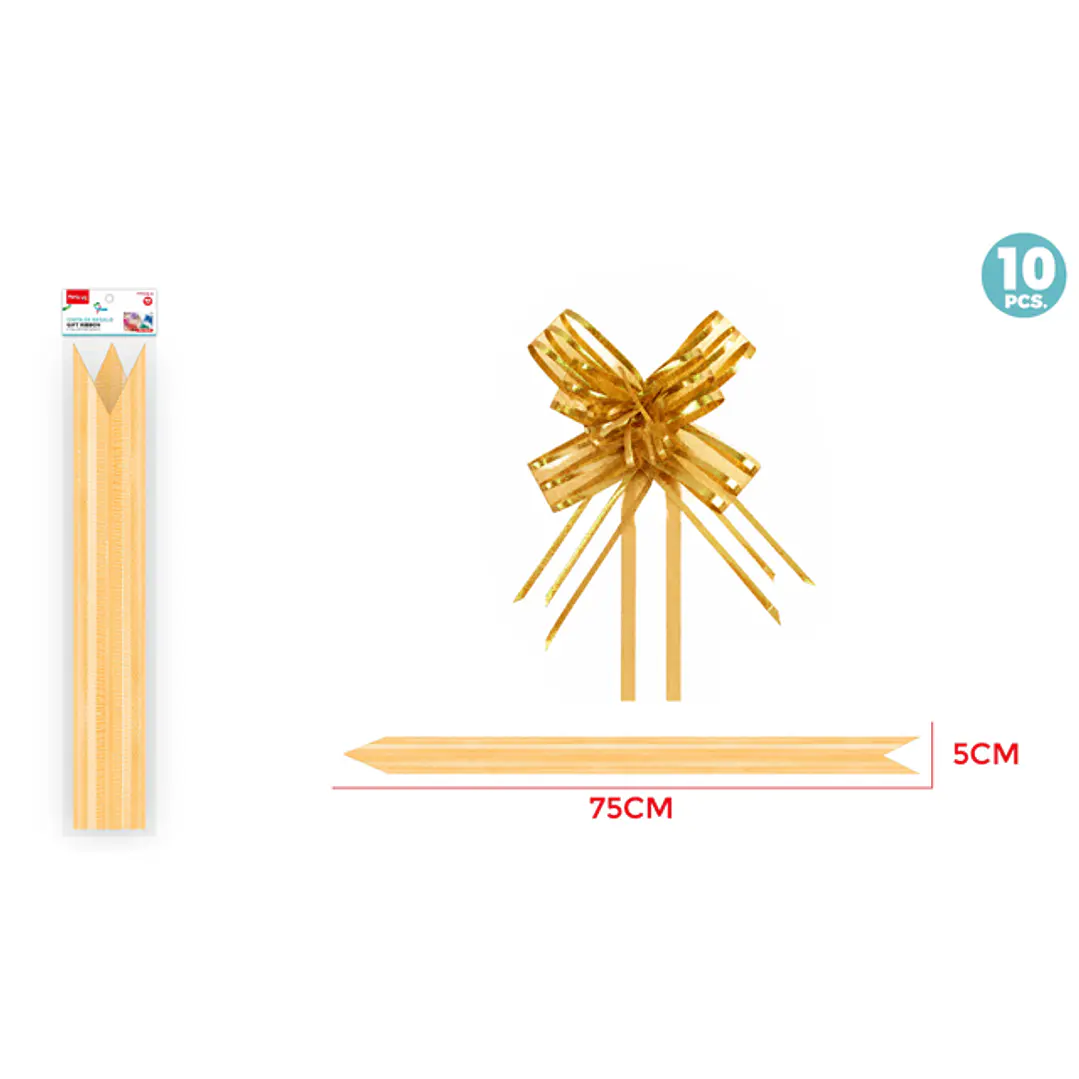 Cintas De Regalo Magica Organza Dorado 5Cm 10 Unidades 1