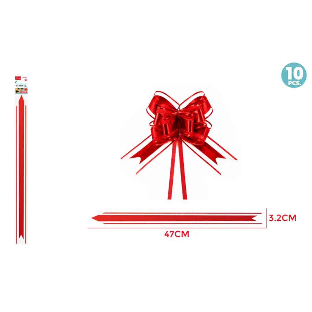 Cintas De Regalo Magica Organza Rojo 3.2Cm 10 Unidades 1