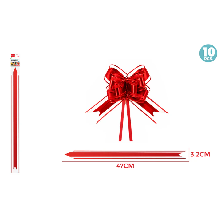 Cintas De Regalo Magica Organza Rojo 3.2Cm 10 Unidades 1
