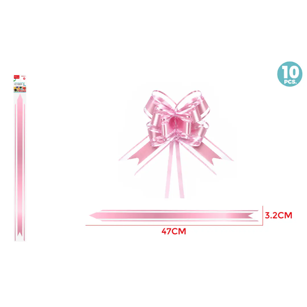 Cintas De Regalo Magica Organza Rosado 3.2Cm 10 Unidades 1