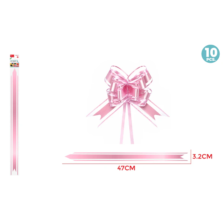 Cintas De Regalo Magica Organza Rosado 3.2Cm 10 Unidades 1
