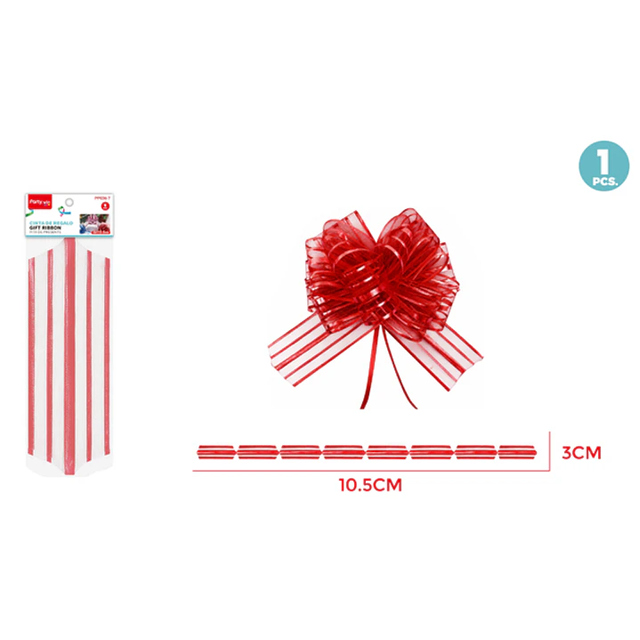 Cinta Magica Organza Grande Rojo 3Cm 1