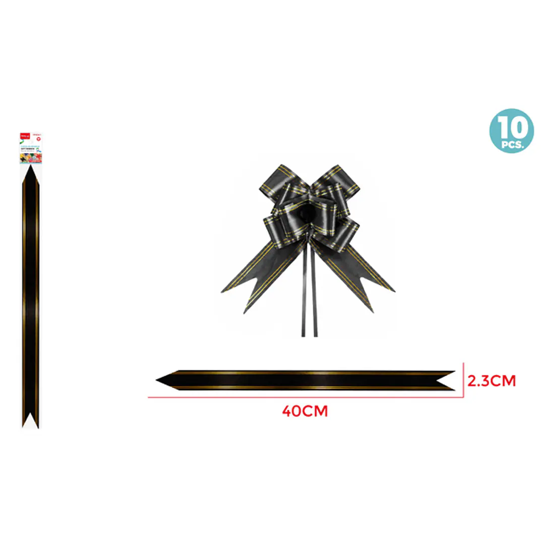 Cintas De Regalo Magica Negro 2.3Cm 10 Unidades 1