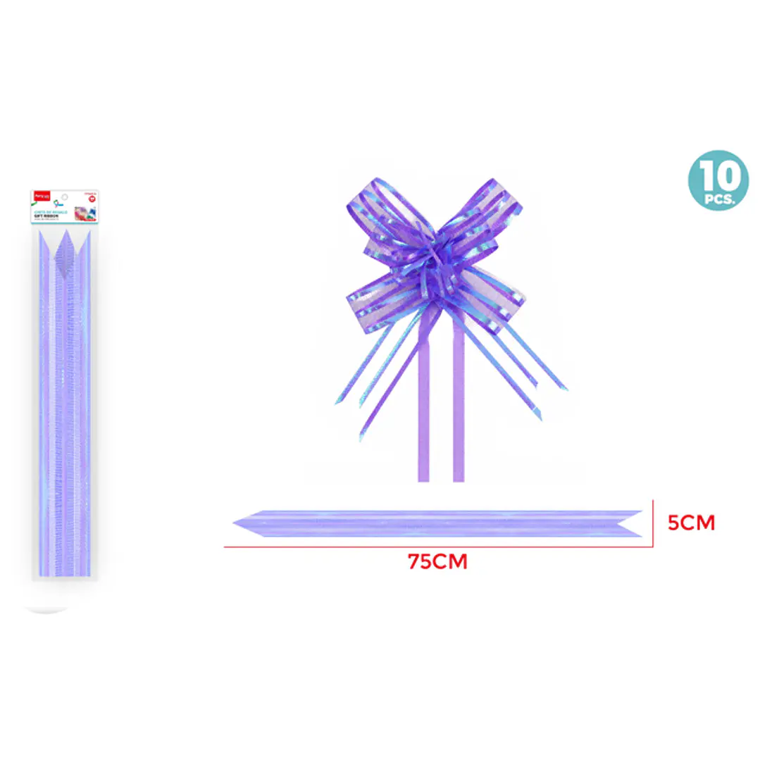 Cintas De Regalo Magica Organza Morado 5Cm 10 Unidades 1