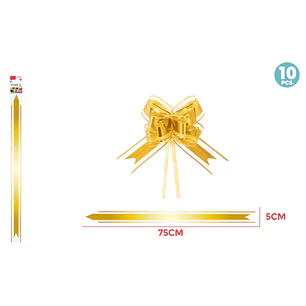 Cintas De Regalo Magica Organza Dorado 5Cm 10 Unidades