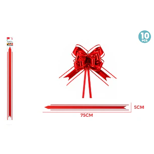 Cintas De Regalo Magica Organza Rojo 5Cm 10 Unidades