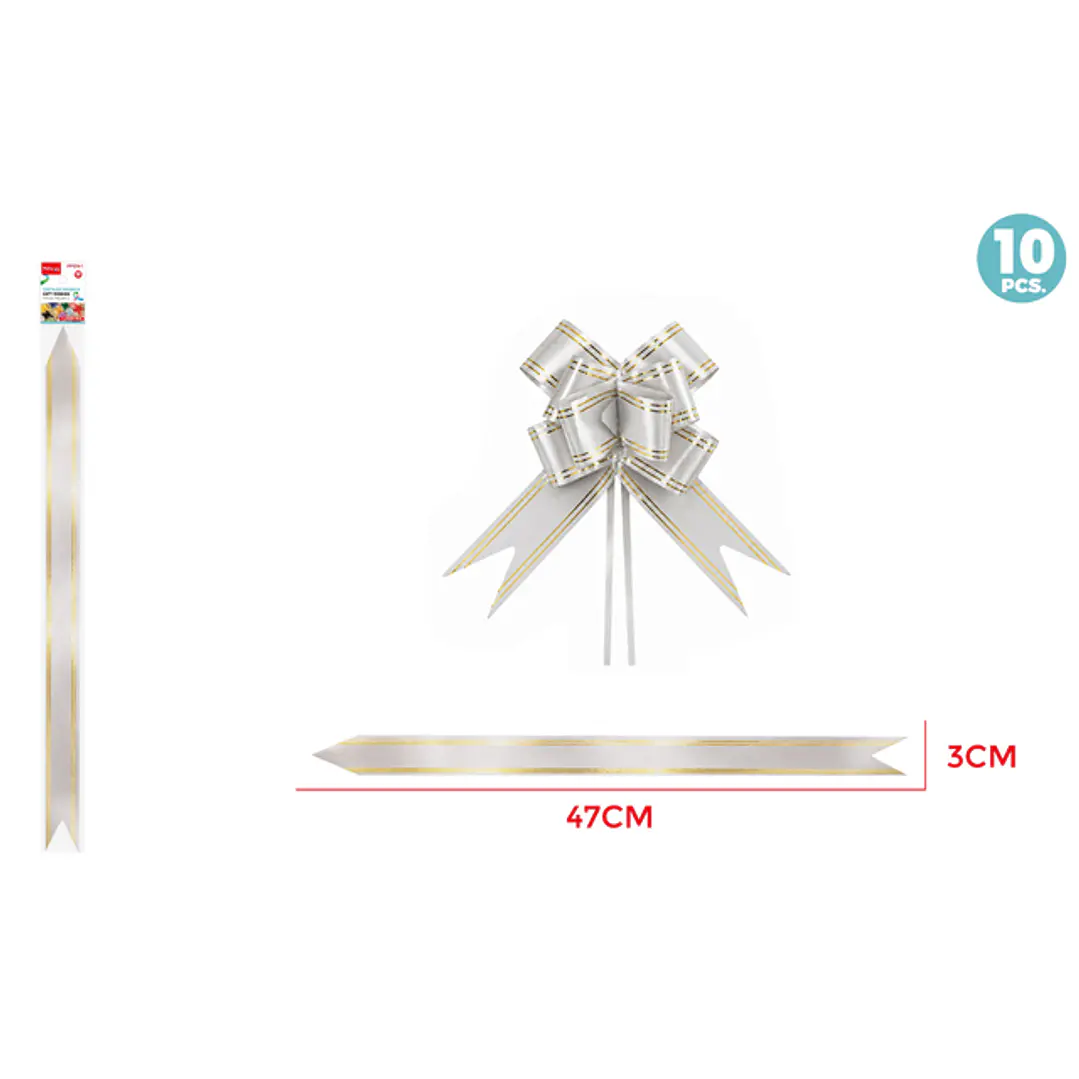 Cintas De Regalo Magica Plateado 3Cm 10 Unidades 1