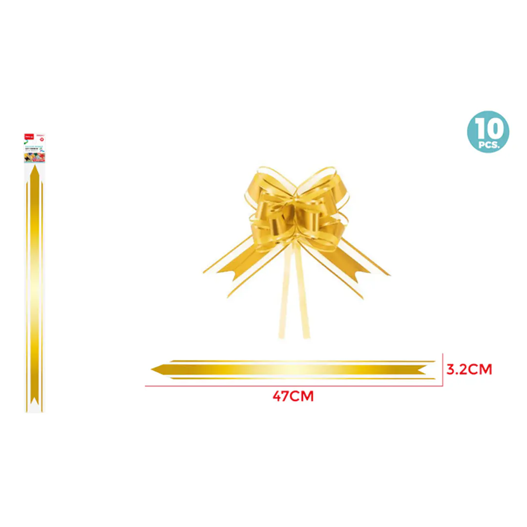 Cintas De Regalo Magica Organza Dorado 3.2Cm 10 Unidades 1