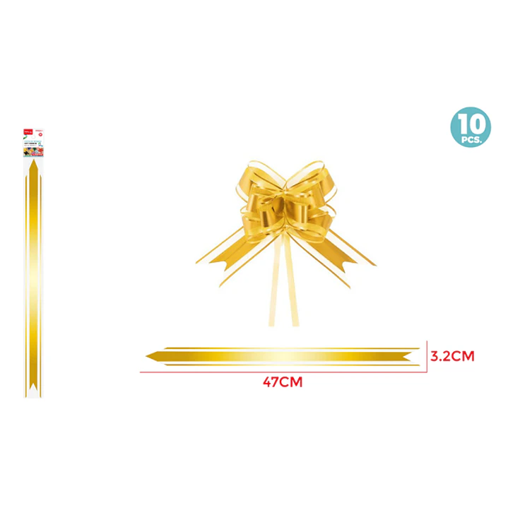 Cintas De Regalo Magica Organza Dorado 3.2Cm 10 Unidades 1