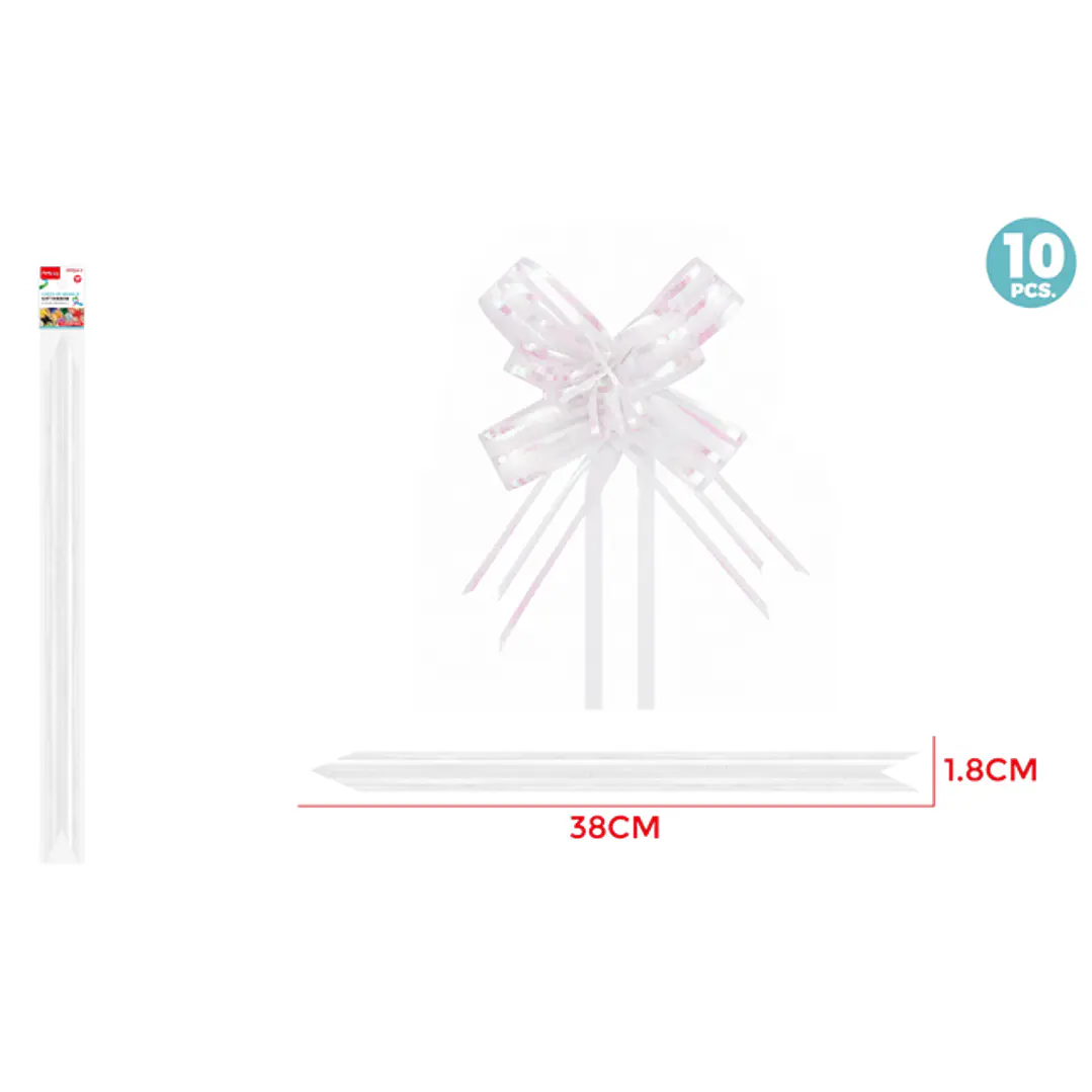 Cintas De Regalo Magica Organza Blanco 1.8Cm 10 Unidades 1