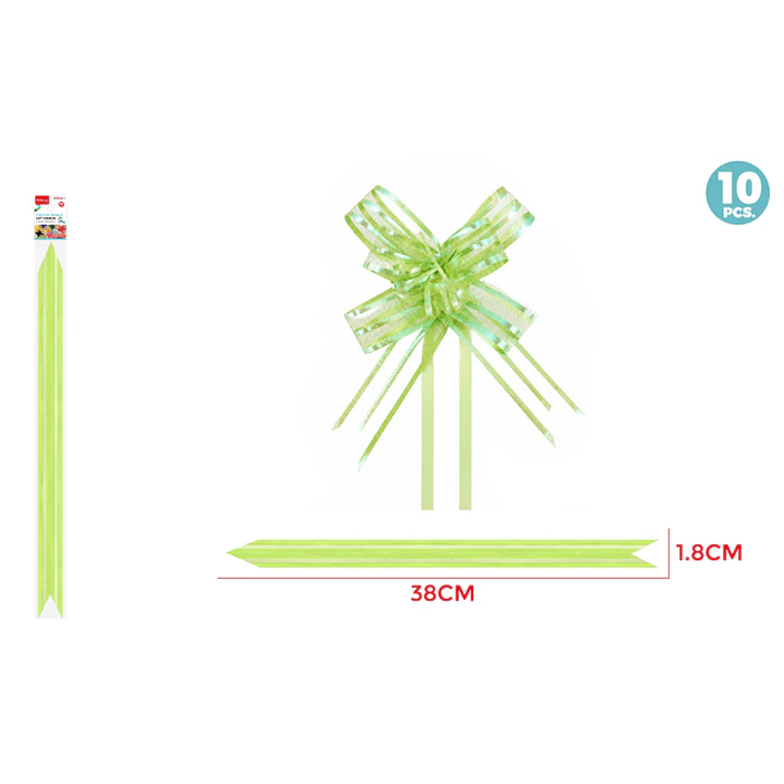 Cintas De Regalo Magica Organza Verde 1.8Cm 10 Unidades 1