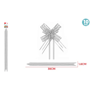 Cintas De Regalo Magica Organza Plateado 1.8Cm 10 Unidades
