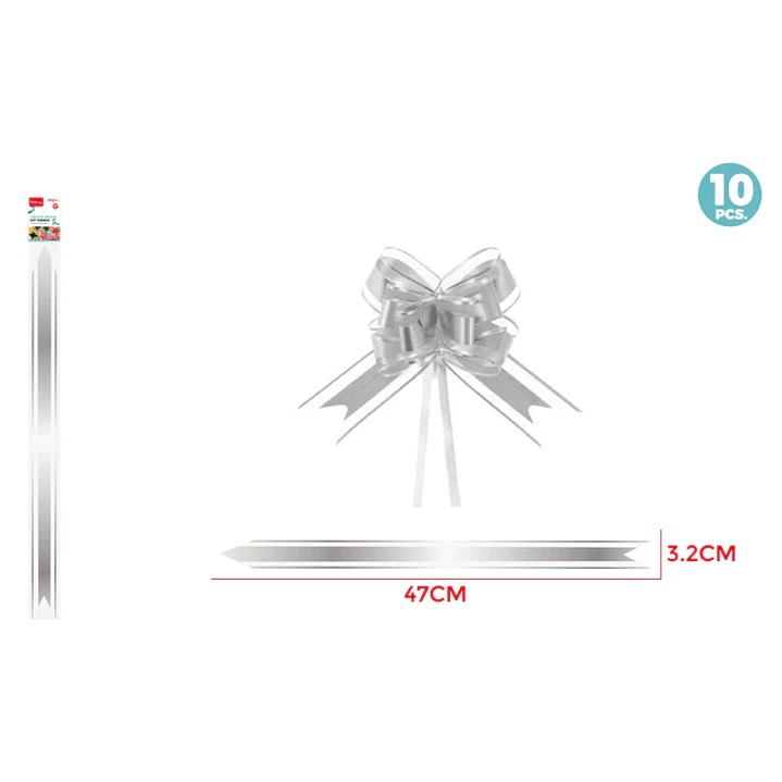 Cintas De Regalo Magica Organza Plateado 3.2Cm 10 Unidades 1