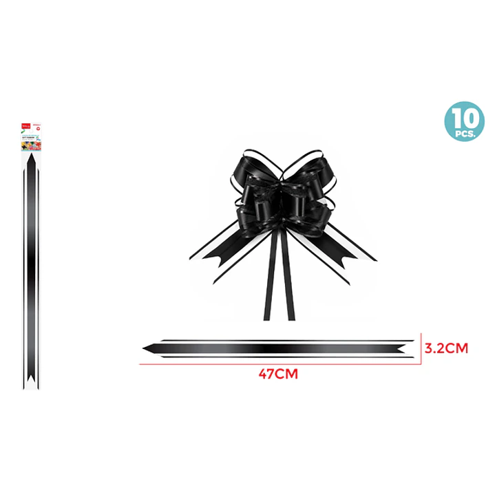 Cintas De Regalo Magica Organza Negro 3.2Cm 10 Unidades 1