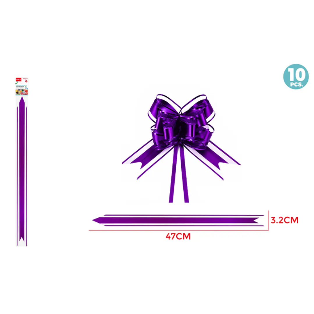 Cintas De Regalo Magica Organza Morado 3.2Cm 10 Unidades 1
