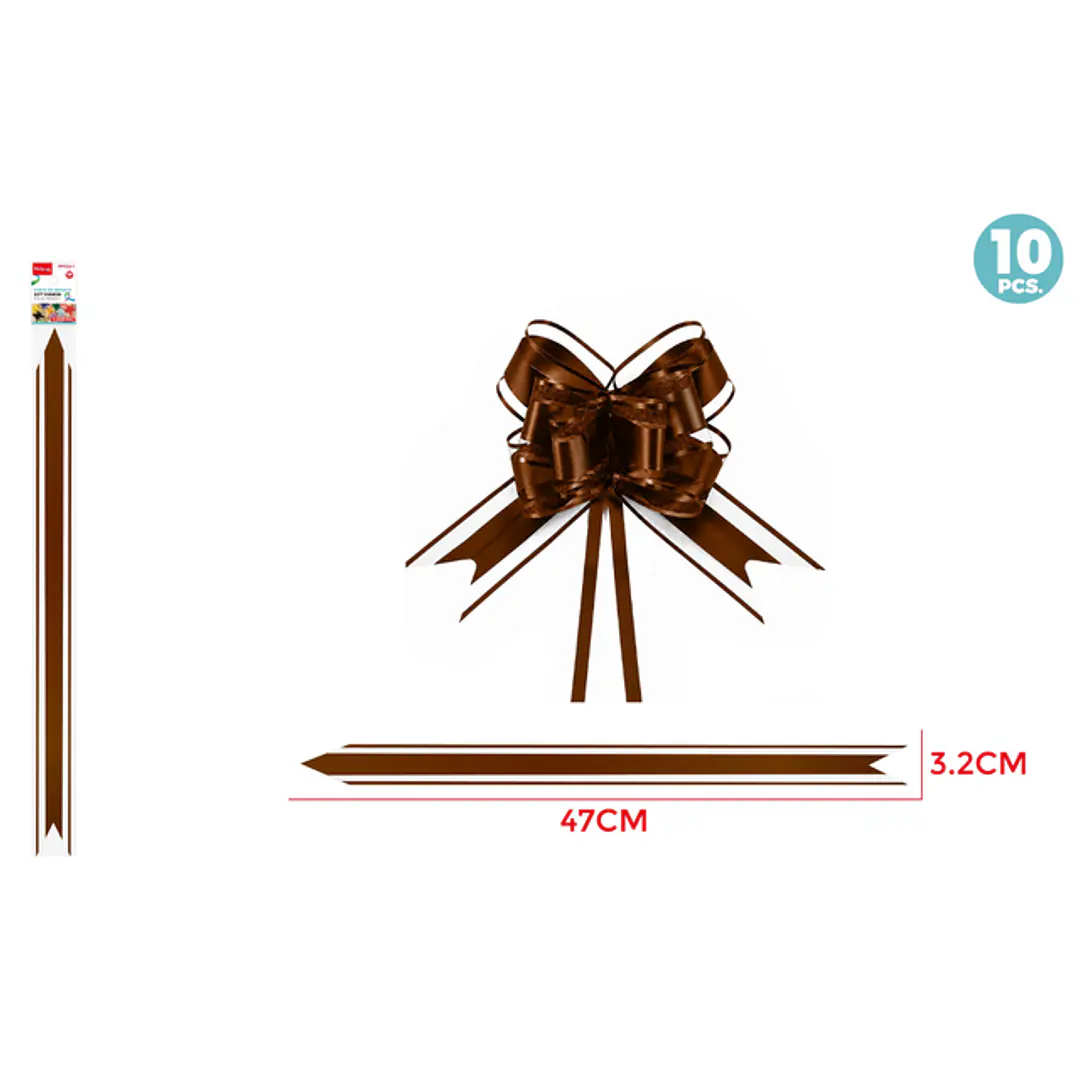 Cintas De Regalo Magica Organza Café 3.2Cm 10 Unidades 1