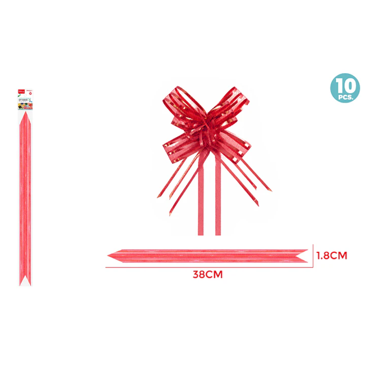 Cintas De Regalo Magica Organza Rojo 1.8Cm 10 Unidades 1