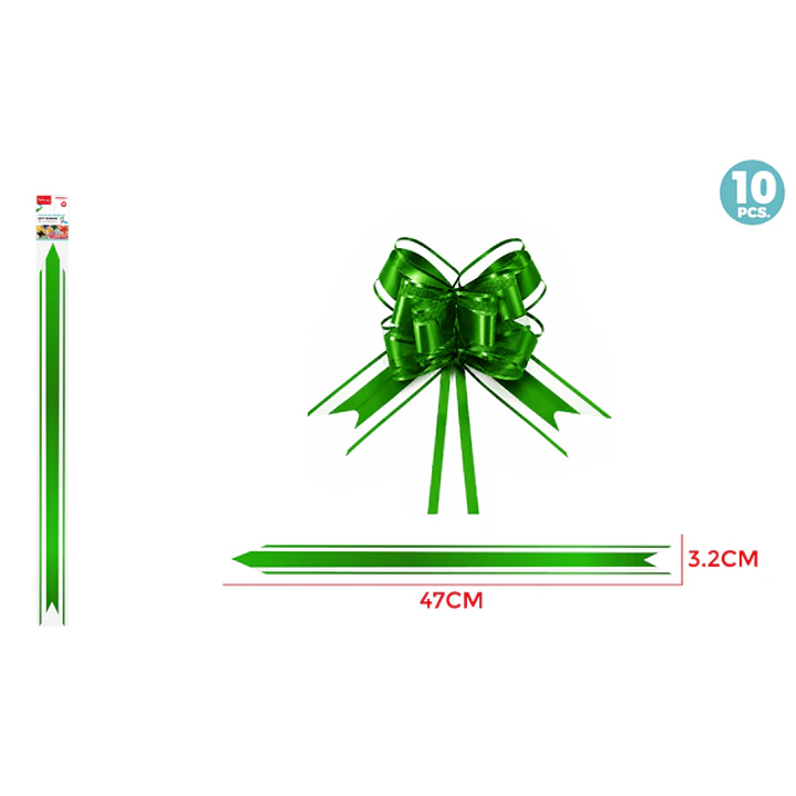 Cintas De Regalo Magica Organza Verde 3.2Cm 10 Unidades 1