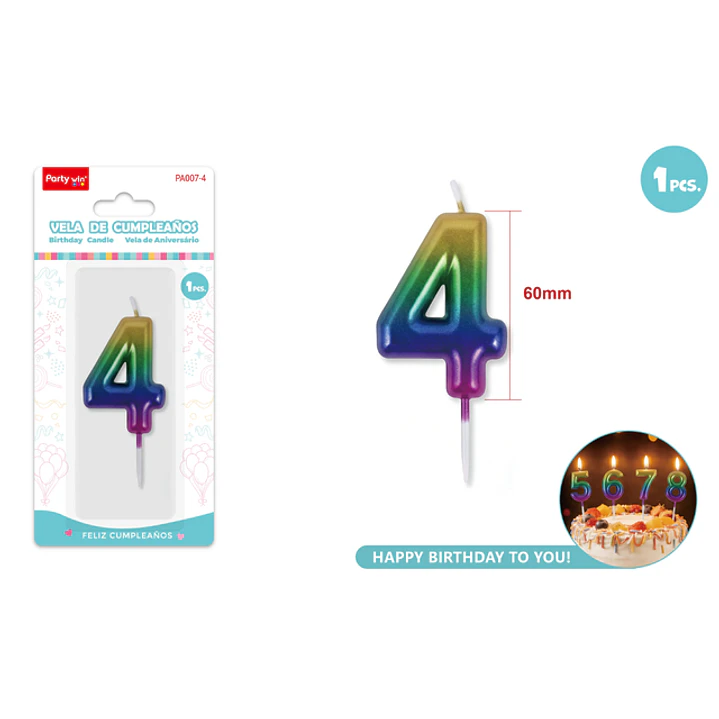 Vela De Numero Degradado 4 6Cm 1