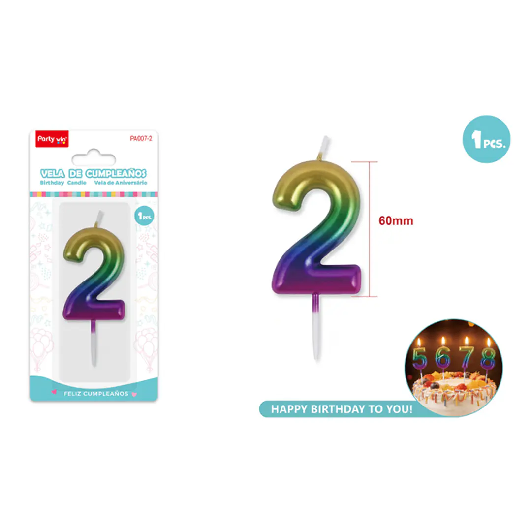 Vela De Numero Degradado 2 6Cm 1