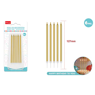 Velas Para Torta Espiral Dorado 127Mm 6 Unidades