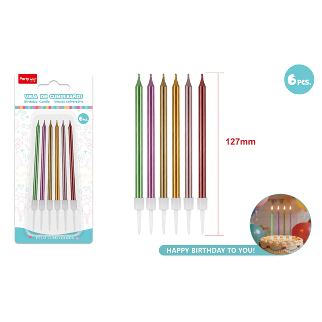 Velas Para Torta Espiral Surtidos 127Mm 6 Unidades 1