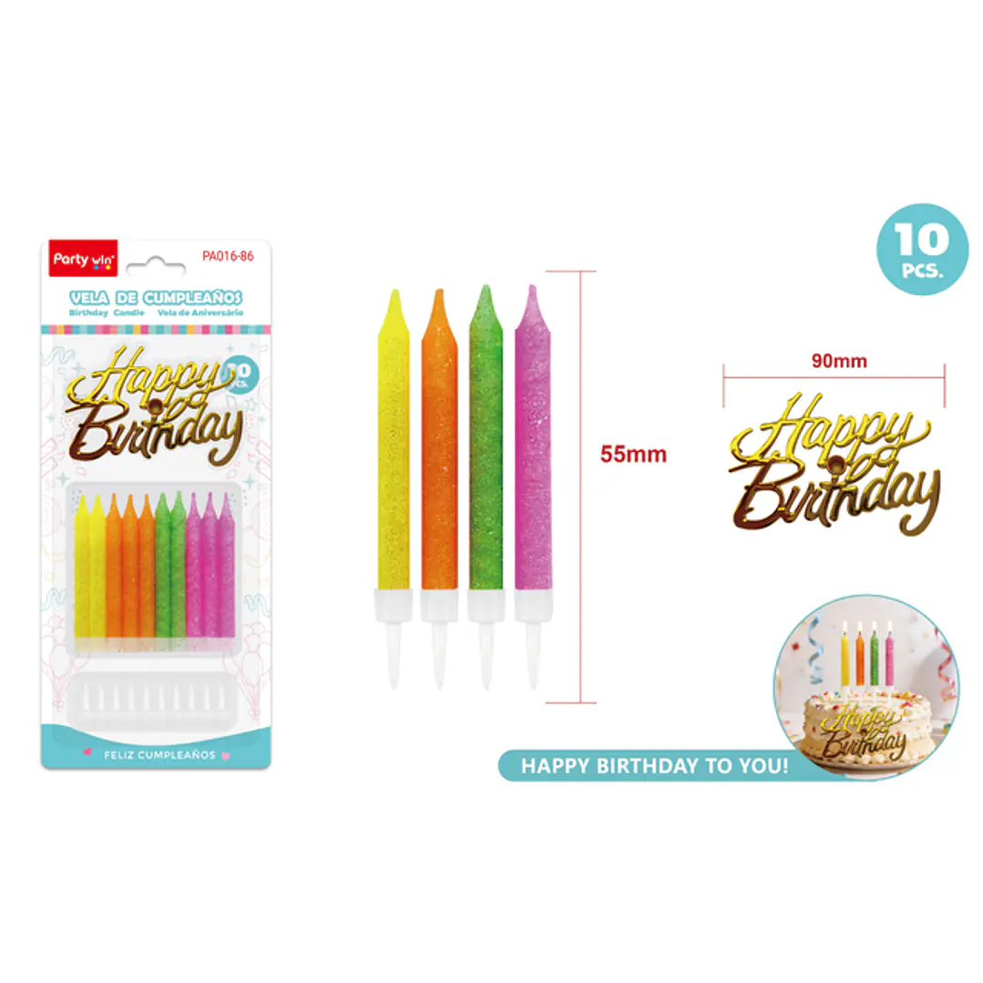 Set De Velas Cumpleanos Glitter 55Mm 10+1 Unidades 1